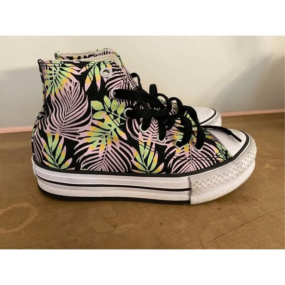 Converse 2 CTAS EVA Lift Hi A01201C high top sneakers pink green tropical leaf
